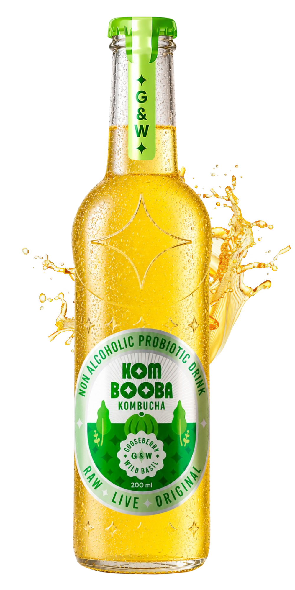 Kombooba Gooseberry and Wild Basil kombucha bottle