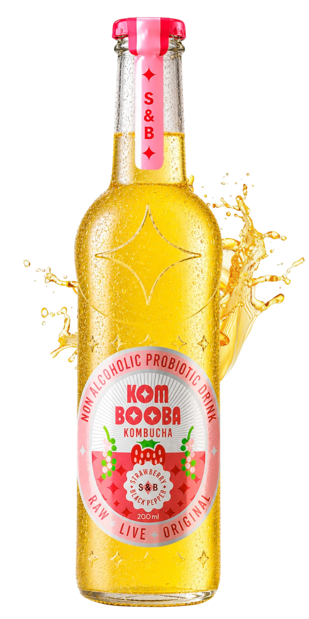 Kombooba Strawberry and Black Pepper kombucha bottle